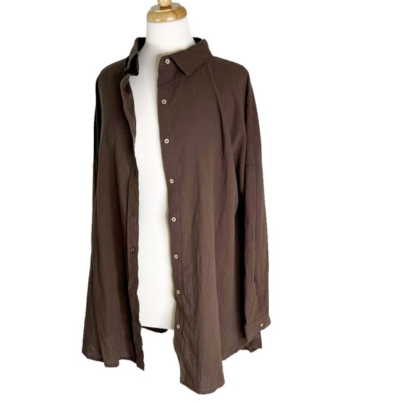Cotton On Body Organic Cotton Swim Cover Up Beach Shirt Chocolate Size S NWT - Picture 8 of 13